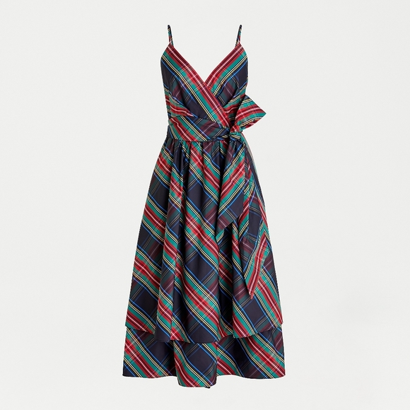 🆕️ JCrew Taffeta Black Stewart Tartan Plaid Dress - Picture 2 of 5